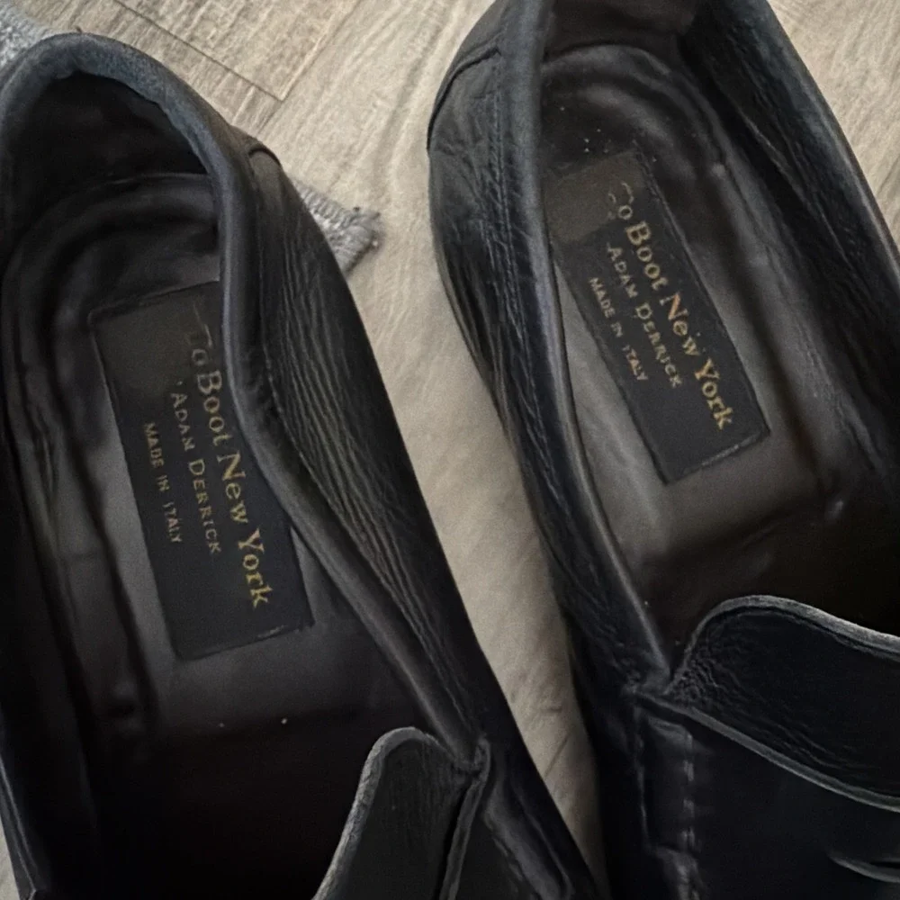 To Boot New York Adam Derrick Black Leather Slip-On Loafers Men's Size 9 Italy